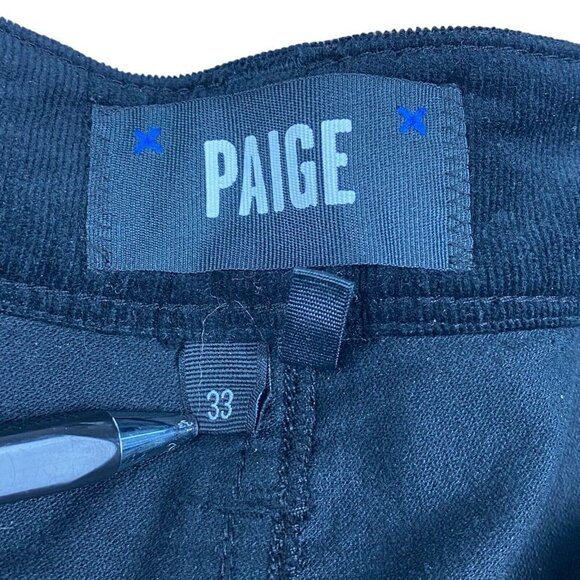 Paige Men's Lennox Corduroy Slim Fit Stretch Pants Black US 33 - Picture 11 of 15